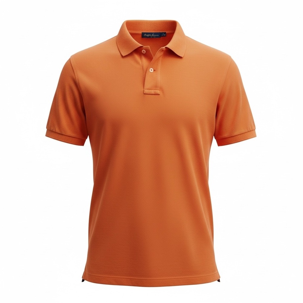 Ralph Lauren Purple Label Mens Large Orange Cotton Pique GolfPolo Shirt  (O30)